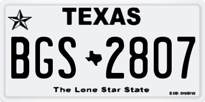 TX license plate BGS2807
