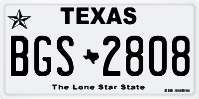 TX license plate BGS2808