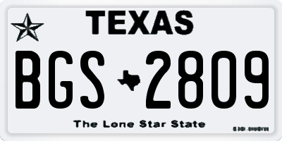 TX license plate BGS2809