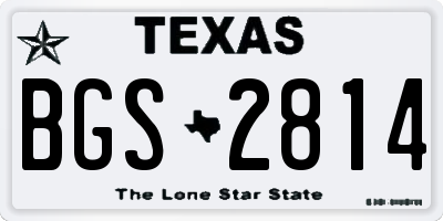 TX license plate BGS2814