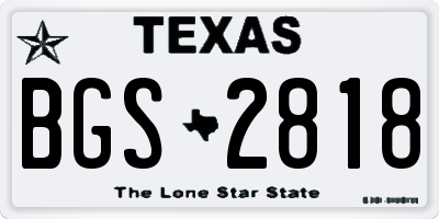 TX license plate BGS2818