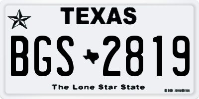 TX license plate BGS2819