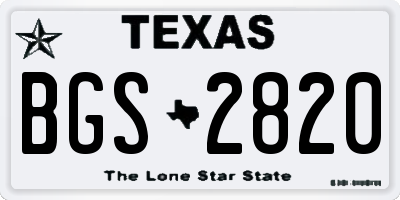 TX license plate BGS2820
