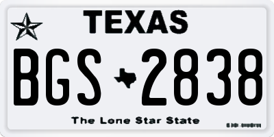 TX license plate BGS2838