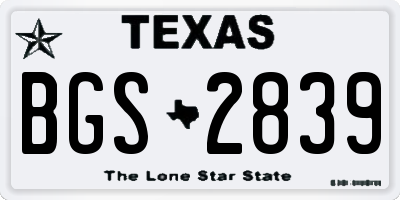 TX license plate BGS2839