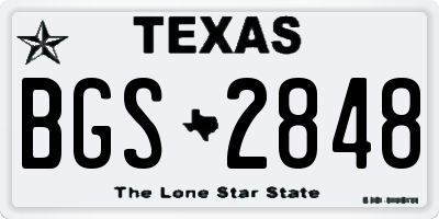 TX license plate BGS2848