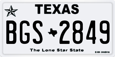 TX license plate BGS2849