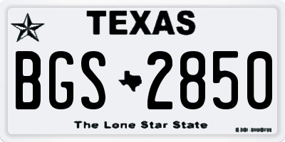 TX license plate BGS2850