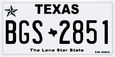 TX license plate BGS2851