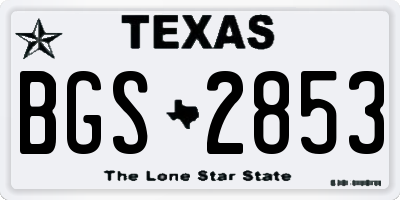 TX license plate BGS2853