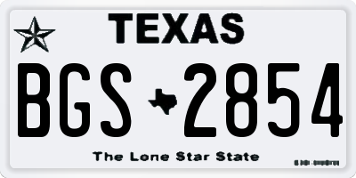 TX license plate BGS2854