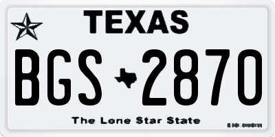 TX license plate BGS2870