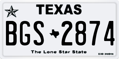TX license plate BGS2874