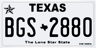 TX license plate BGS2880