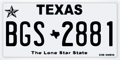 TX license plate BGS2881