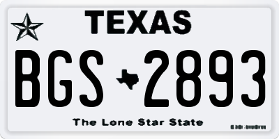 TX license plate BGS2893