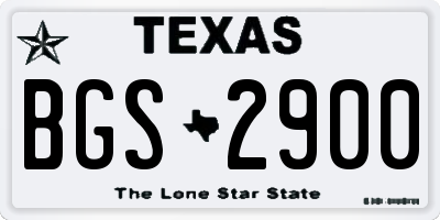 TX license plate BGS2900