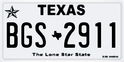 TX license plate BGS2911