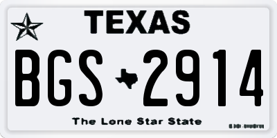 TX license plate BGS2914