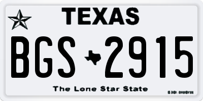 TX license plate BGS2915
