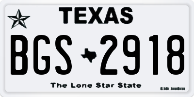 TX license plate BGS2918