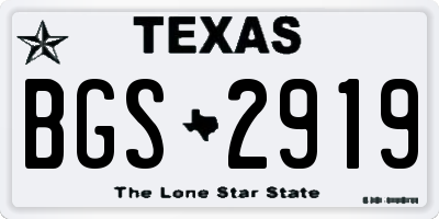 TX license plate BGS2919