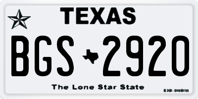 TX license plate BGS2920
