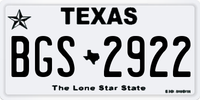 TX license plate BGS2922