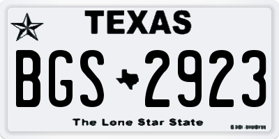 TX license plate BGS2923