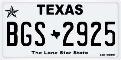 TX license plate BGS2925
