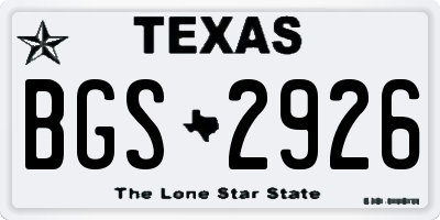 TX license plate BGS2926