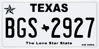 TX license plate BGS2927