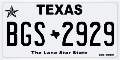 TX license plate BGS2929
