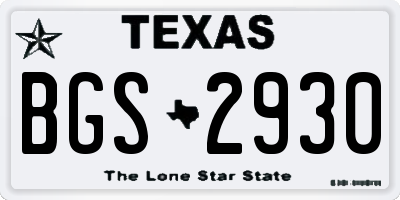 TX license plate BGS2930