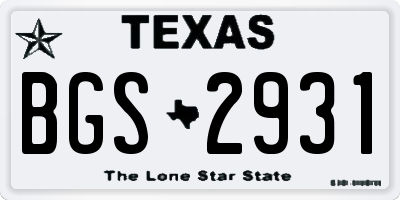TX license plate BGS2931
