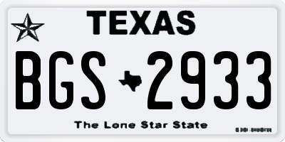 TX license plate BGS2933