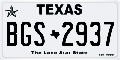 TX license plate BGS2937