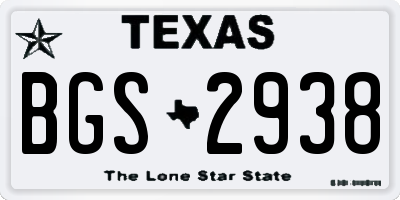 TX license plate BGS2938