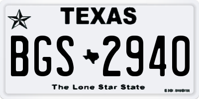 TX license plate BGS2940