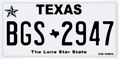 TX license plate BGS2947