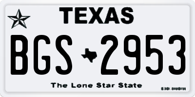 TX license plate BGS2953