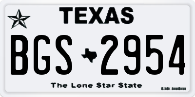 TX license plate BGS2954