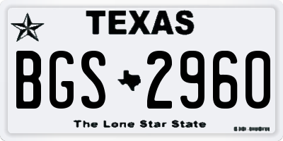 TX license plate BGS2960