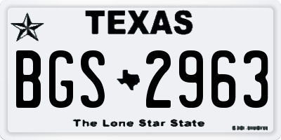TX license plate BGS2963