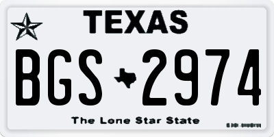TX license plate BGS2974