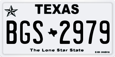 TX license plate BGS2979