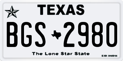 TX license plate BGS2980