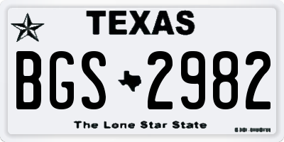 TX license plate BGS2982