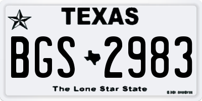 TX license plate BGS2983