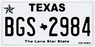 TX license plate BGS2984